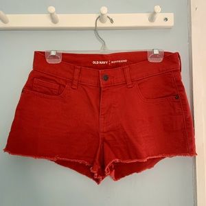 Red stretch jean shorts from Old Navy